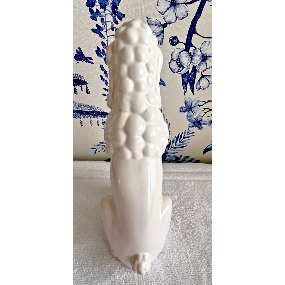 French POODLE Figurine 17"H Statue White Porcelain Ceramic Elegant Sitting Dog - Picture 3 of 11